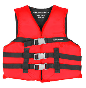Airhead-General Boating Life Jacket Vest | Child-Adult-Red / Youth