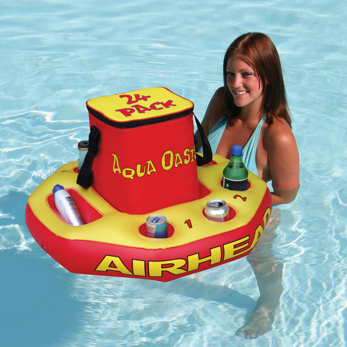 Kwik Tek Aqua Oasis Insulated Cooler with Removable Floating Base, Red