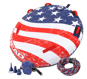 Airhead-Stars &amp; Stripes Kit | 1 Rider Towable Tube, Pump, Rope for Boating-